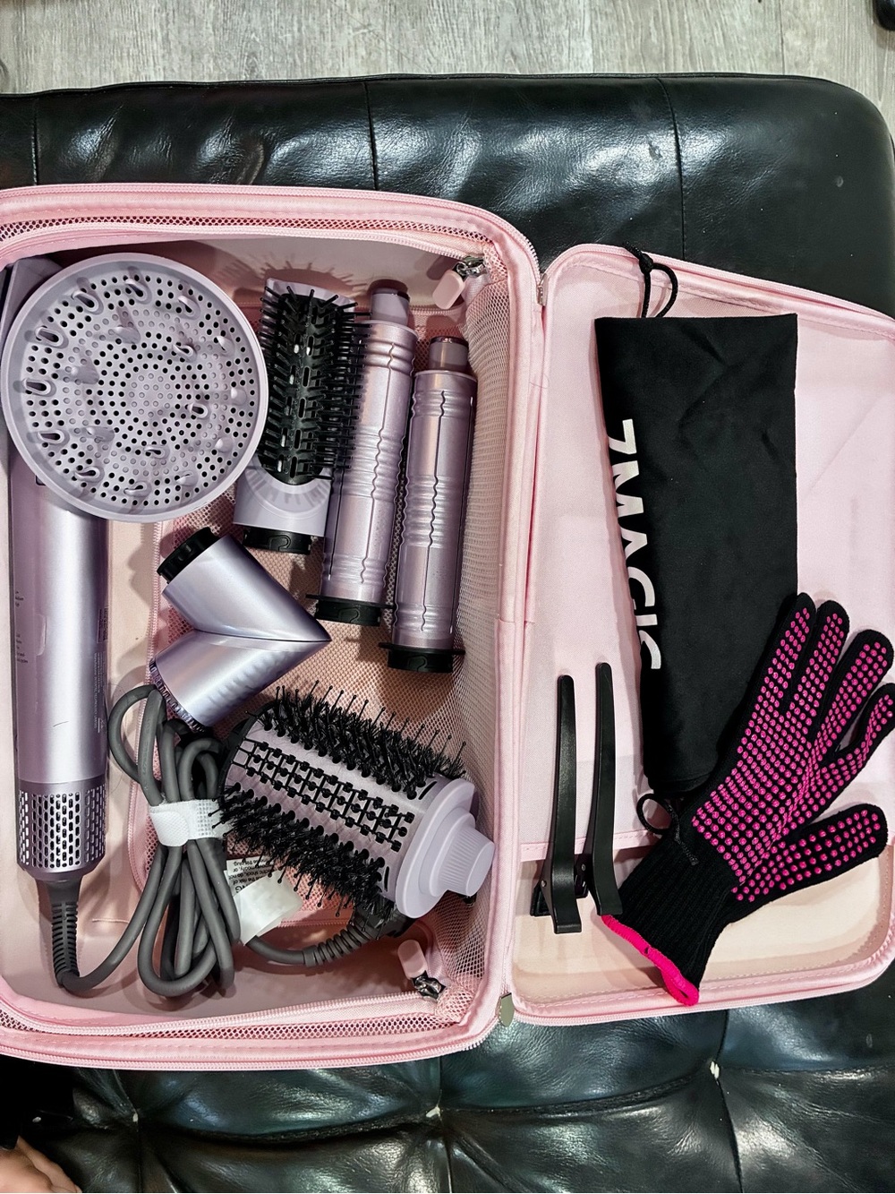 Magic Pink and Lavender Travel Hair Styling Set with Brushes